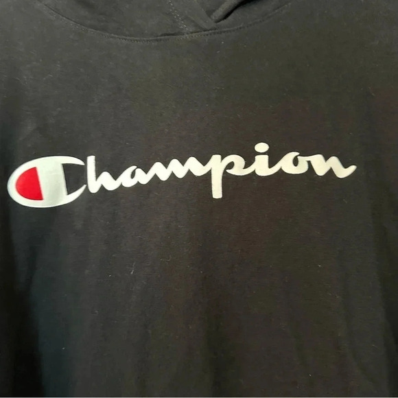 Champion Middleweight T-shirt Hoodie, Script Logo Long Sleeve Black Size XL GUC - Picture 3 of 12